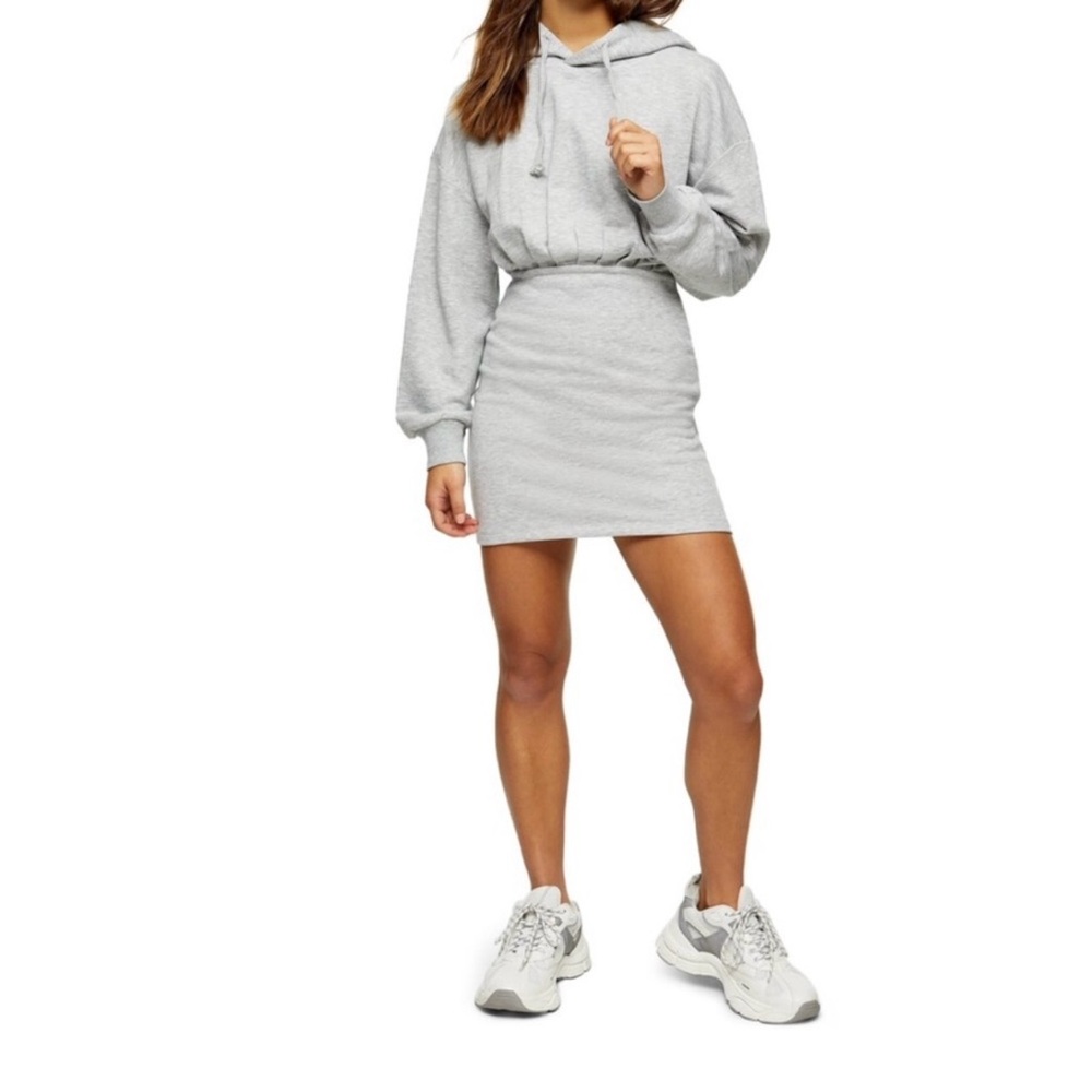 Top Shop Woman’s Fitted Hooded Sweatshirt Mini Dress Size ( 2 )